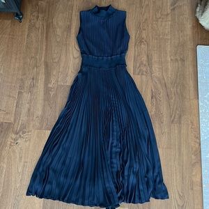 Nanette Lepore Pleated Navy Maxi Dress Gown - Size 2